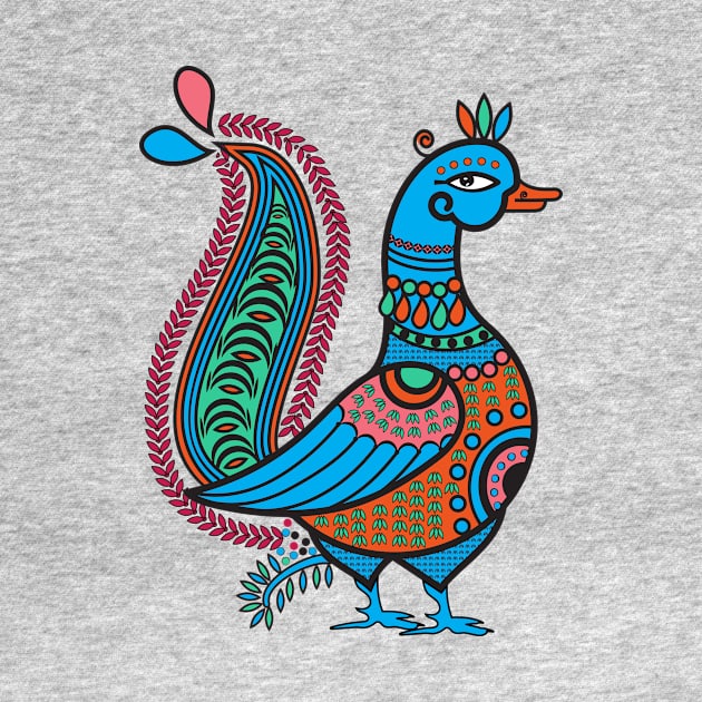 Ethnic Art Colorful Indian Duck Illustration by oknoki